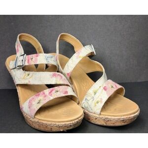 b.o.c. Born Concepts Women's Size 10M Floral Canvas Cork Wedge Sandals EUC